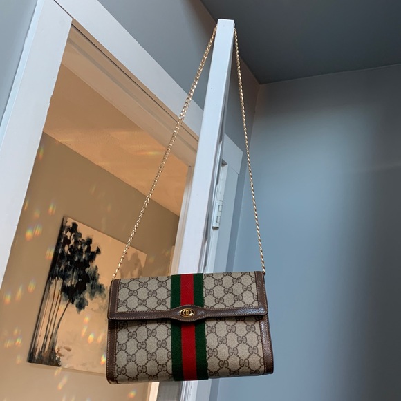 Authentic vintage 1980’s Gucci Sherry Line Ophidia clutch w/ free conversion kit - Picture 3 of 17